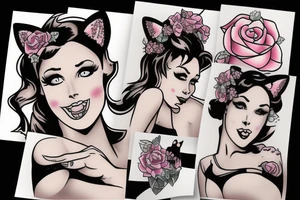 Pin up girl with cat ears tattoo idea