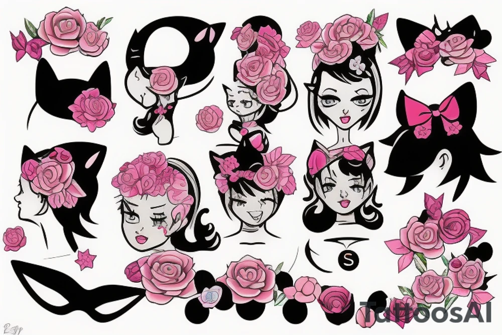 Pin up girl with cat ears tattoo idea