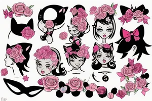 Pin up girl with cat ears tattoo idea