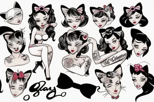 Pin up girl with cat ears tattoo idea