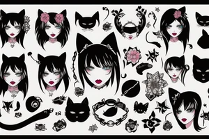 Goth girl with cat ears tattoo idea