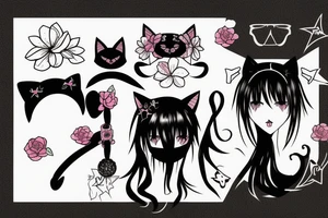 Goth girl with cat ears tattoo idea