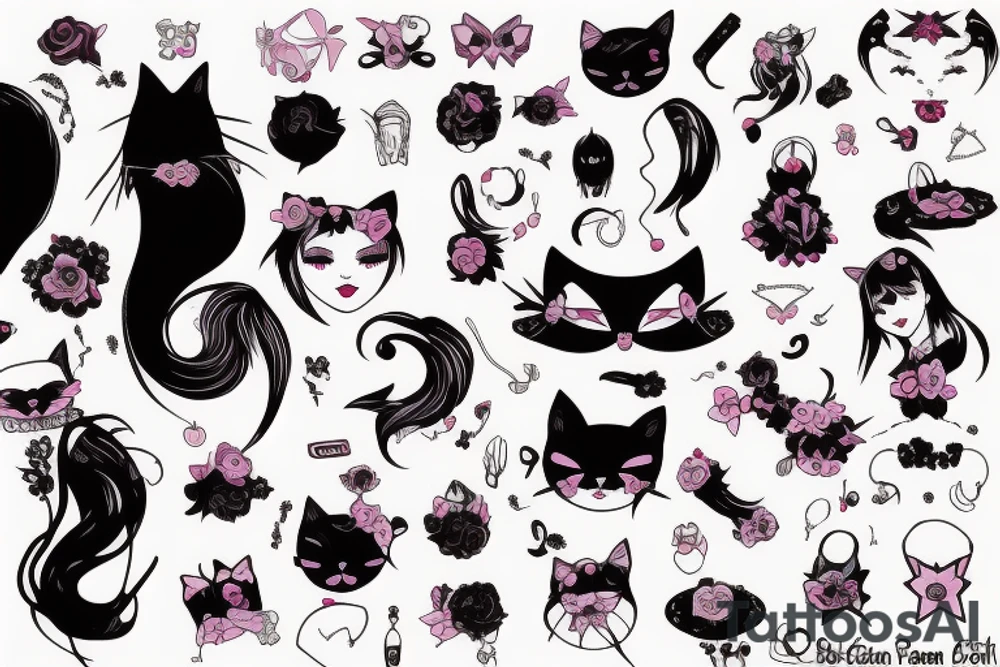 Goth girl with cat ears tattoo idea