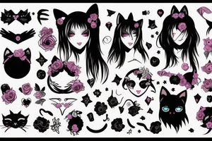 Goth girl with cat ears tattoo idea