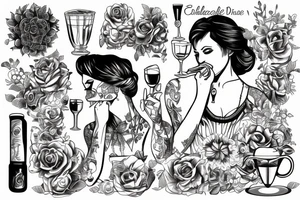 Girl drinking from chalice tattoo idea
