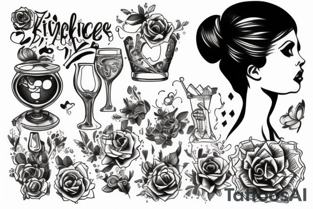 Girl drinking from chalice tattoo idea