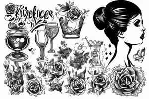 Girl drinking from chalice tattoo idea