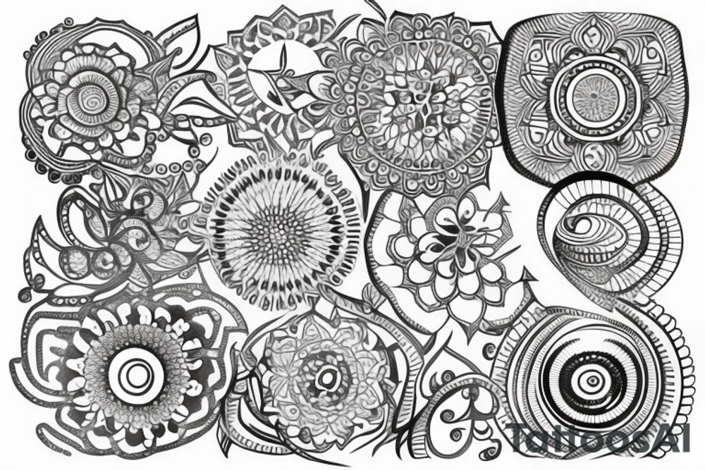 Tattoo with a thin mandala that has no outline tattoo idea