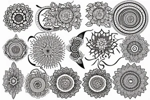 Tattoo with a thin mandala that has no outline tattoo idea