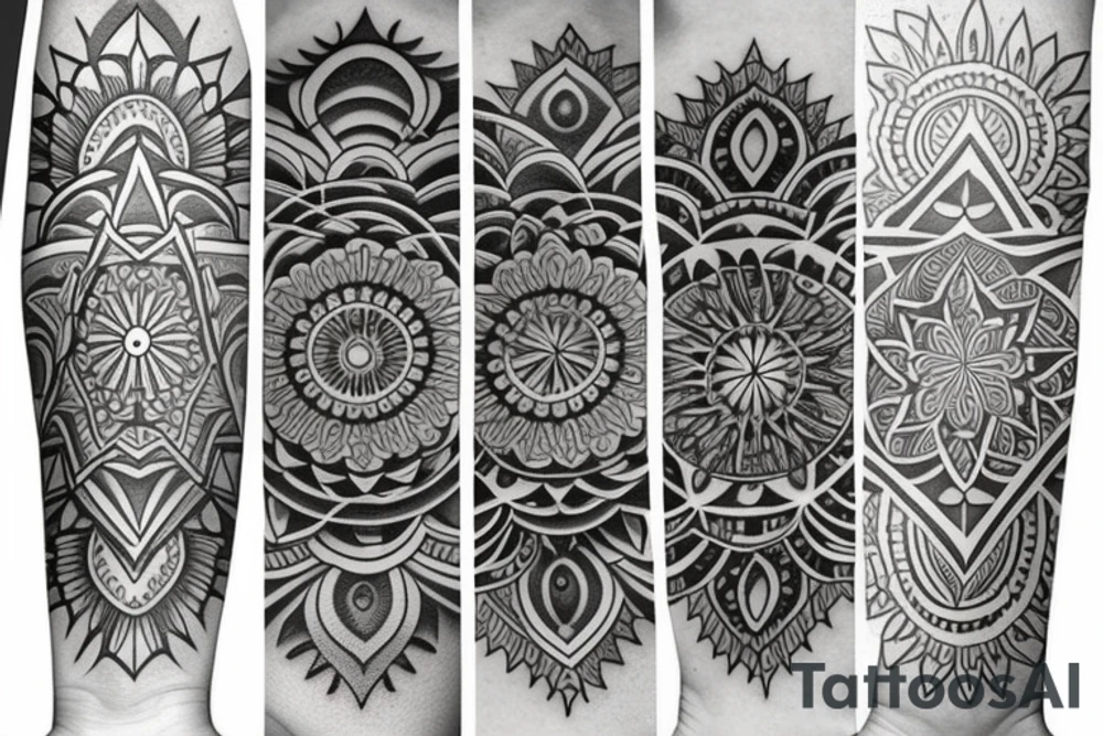 Tattoo with a thin mandala that has no outline tattoo idea