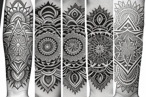 Tattoo with a thin mandala that has no outline tattoo idea