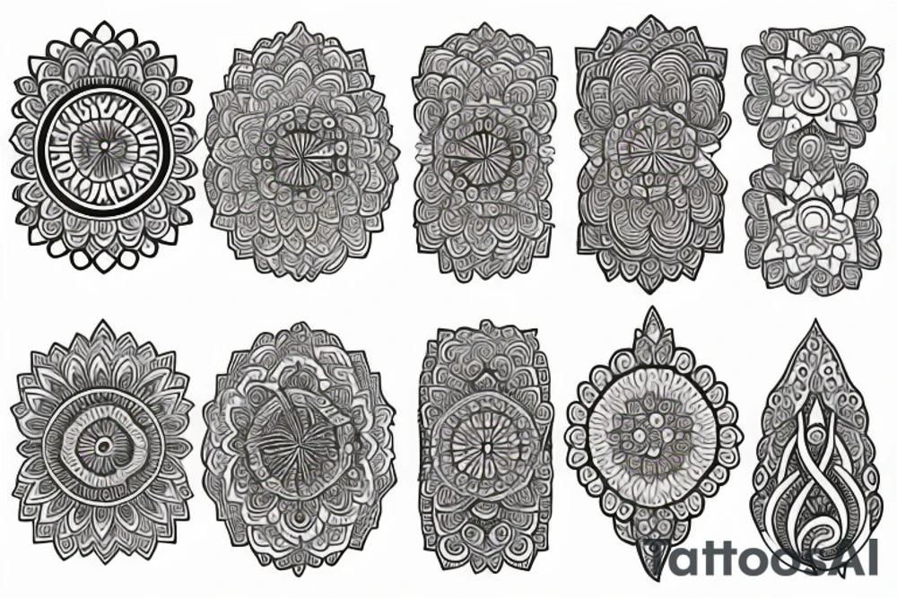 Tattoo with a thin mandala that has no outline tattoo idea