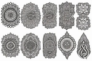 Tattoo with a thin mandala that has no outline tattoo idea