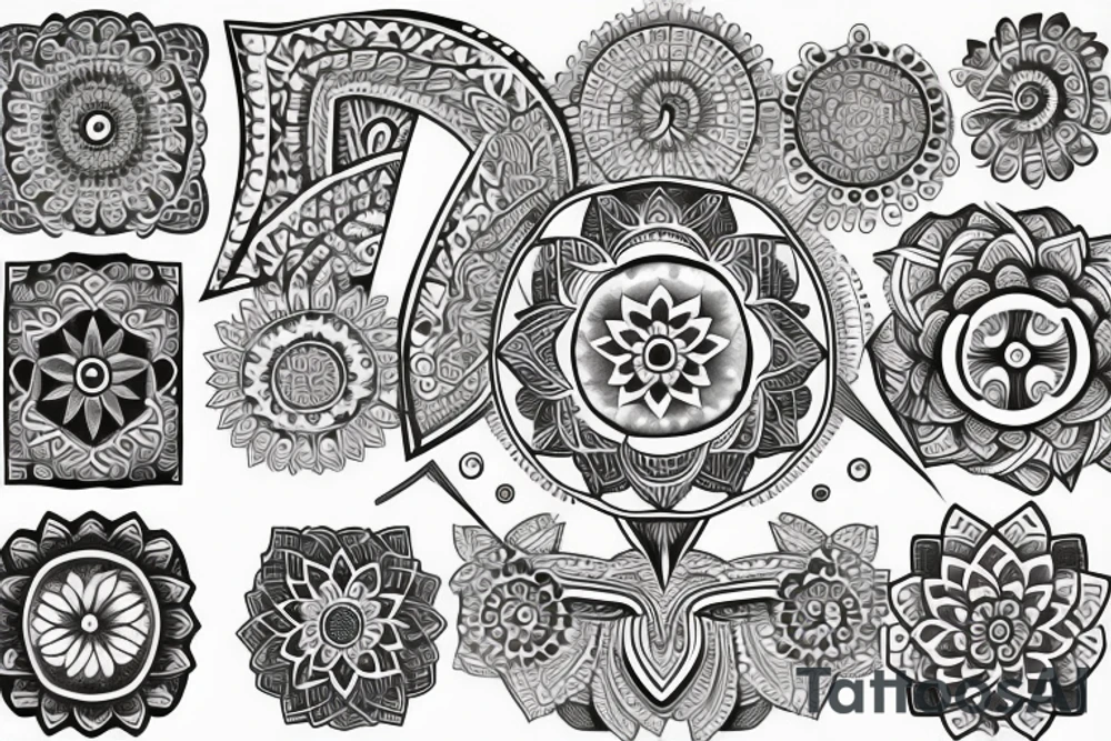 Tattoo with a thin mandala that has no outline tattoo idea
