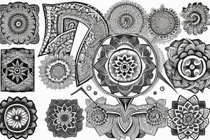 Tattoo with a thin mandala that has no outline tattoo idea
