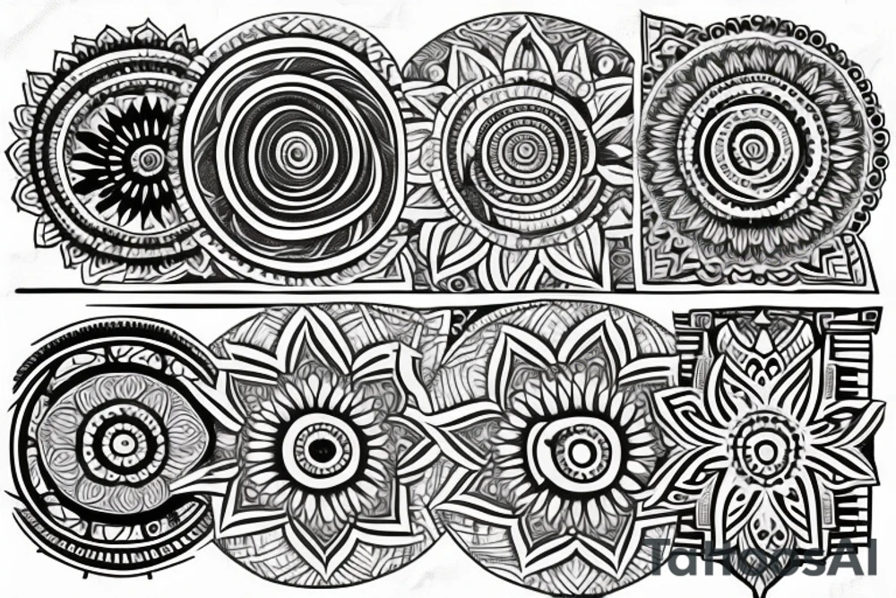 Tattoo with a thin mandala that has no outline tattoo idea