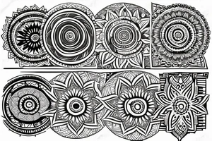Tattoo with a thin mandala that has no outline tattoo idea