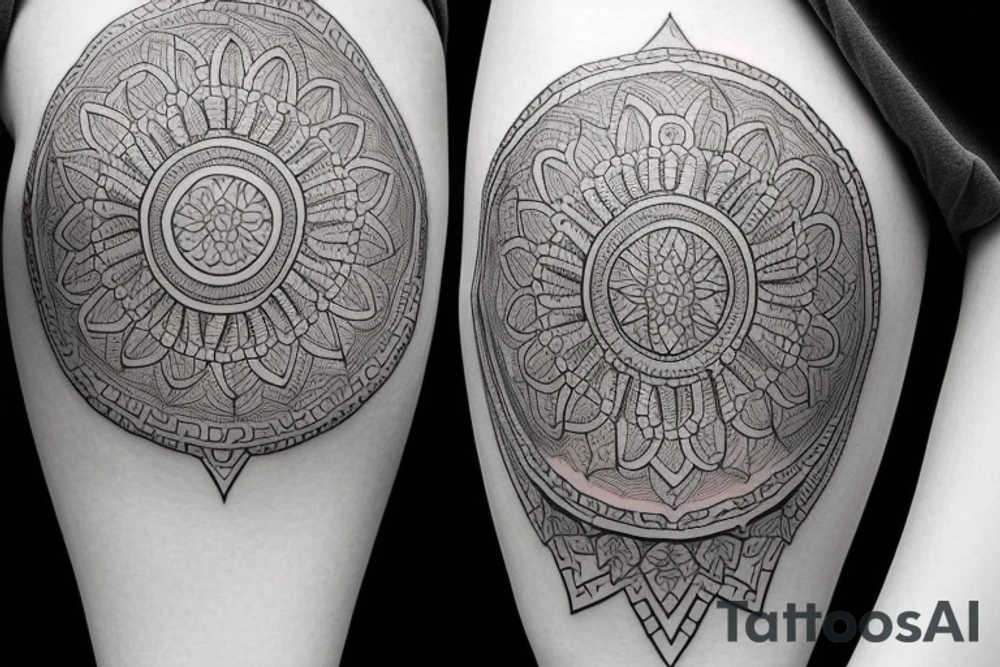 "I would like to get a tattoo with a fine mandala on my elbow. This mandala will have no outline. Then, there will be strips of patterns that will go down to the upper forearm starting from the mandala. These patterns will gradually fade as they descend." tattoo idea