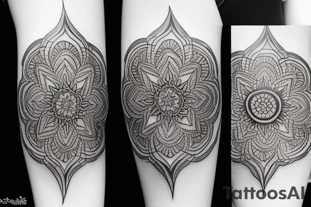 "I would like to get a tattoo with a fine mandala on my elbow. This mandala will have no outline. Then, there will be strips of patterns that will go down to the upper forearm starting from the mandala. These patterns will gradually fade as they descend." tattoo idea