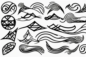 Minimalistic abstract Hybrid or sound and ocean waves tattoo idea