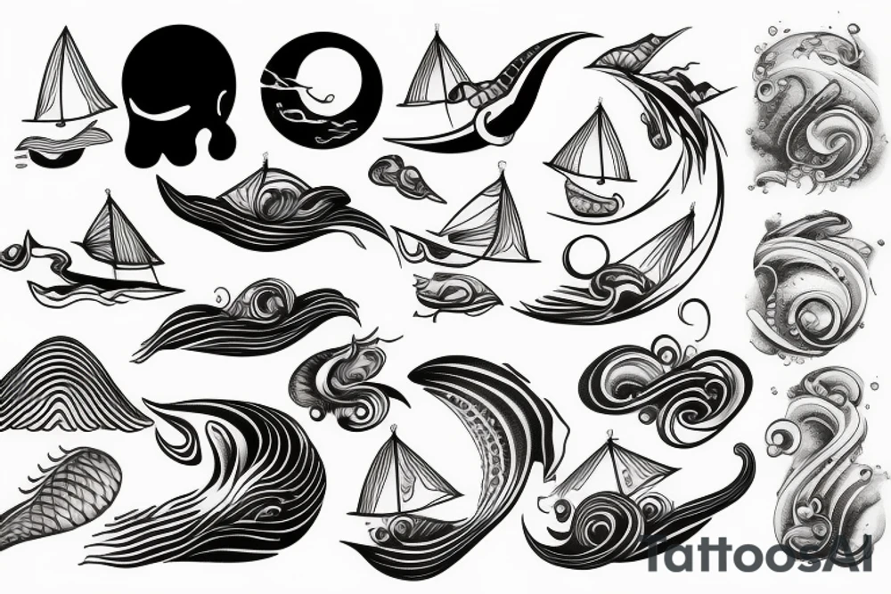 Minimalistic Hybrid or sound and ocean waves tattoo idea