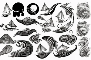 Minimalistic Hybrid or sound and ocean waves tattoo idea