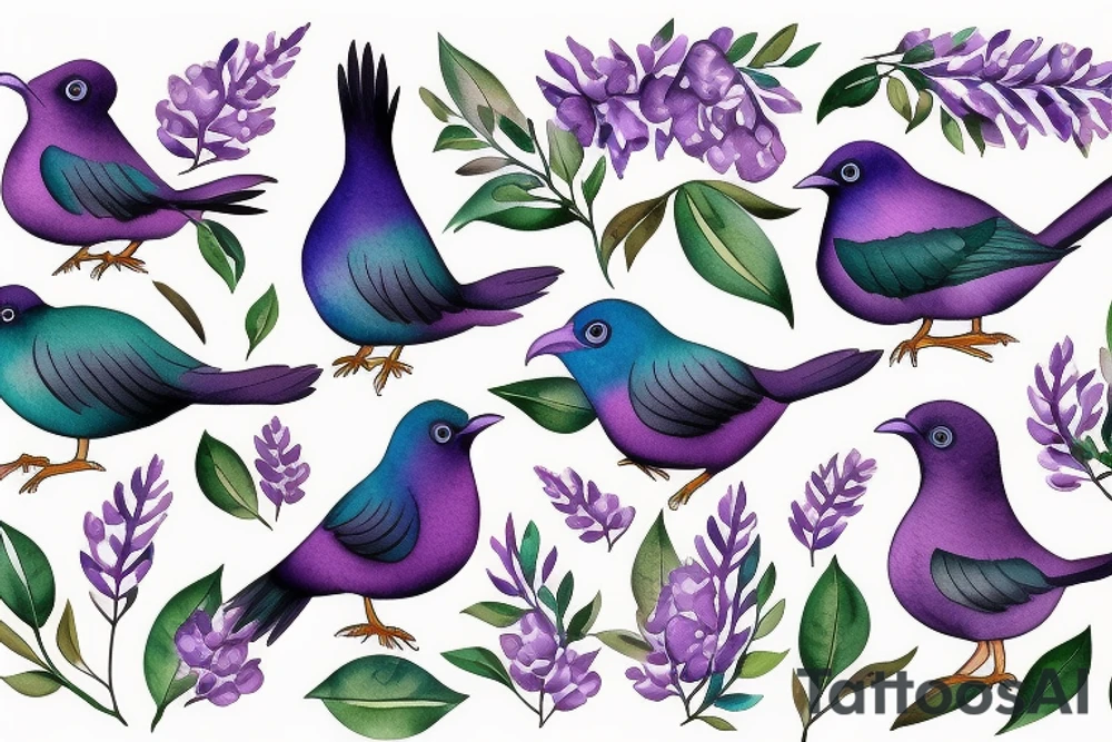 lilac chested roller bird tattoo idea