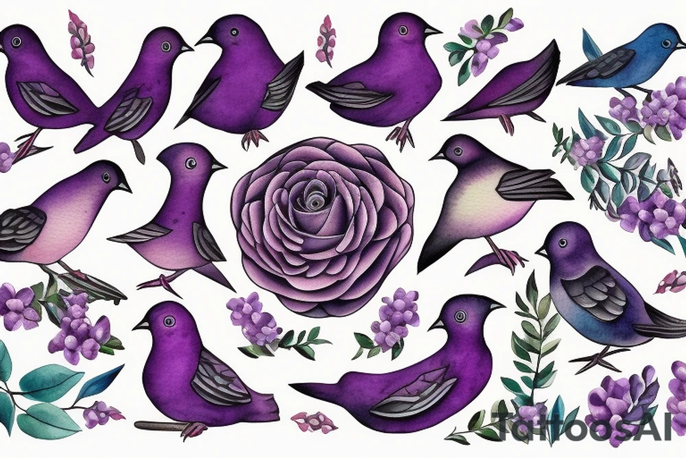 lilac chested roller bird tattoo idea