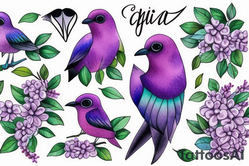 lilac chested roller bird tattoo idea