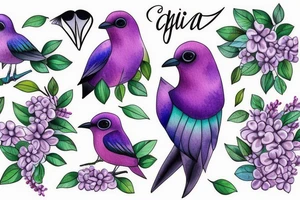 lilac chested roller bird tattoo idea