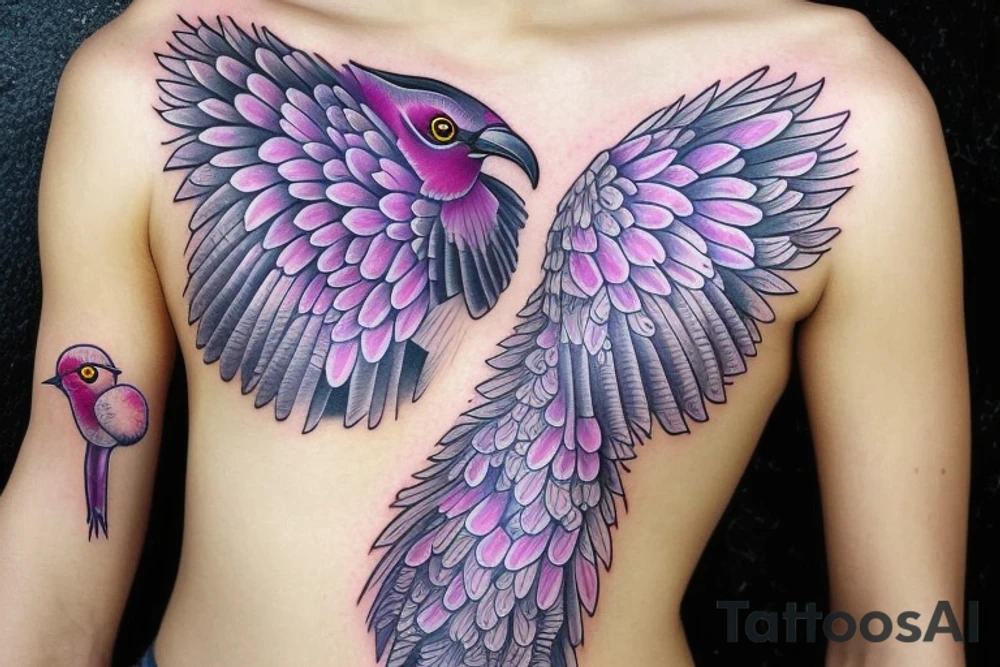 lilac chested roller bird tattoo idea