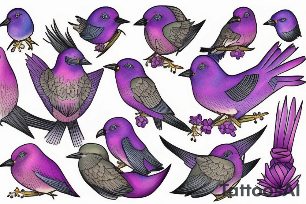 lilac chested roller bird tattoo idea