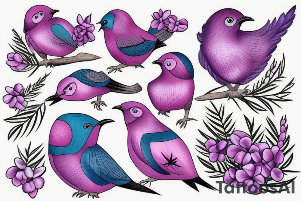 lilac chested roller bird tattoo idea