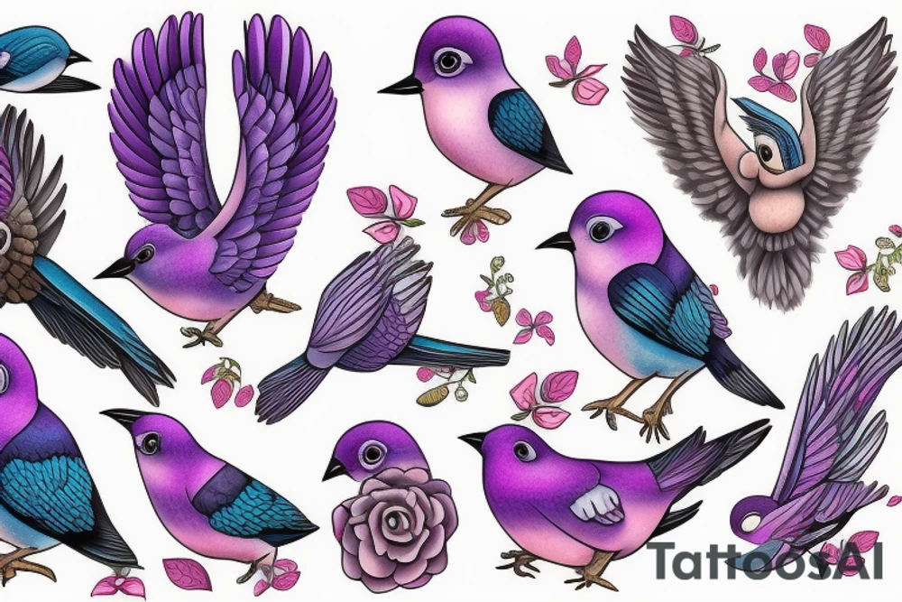 lilac chested roller bird tattoo idea