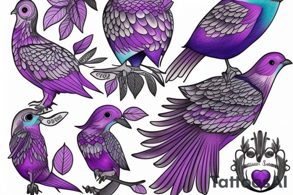 lilac chested roller bird tattoo idea