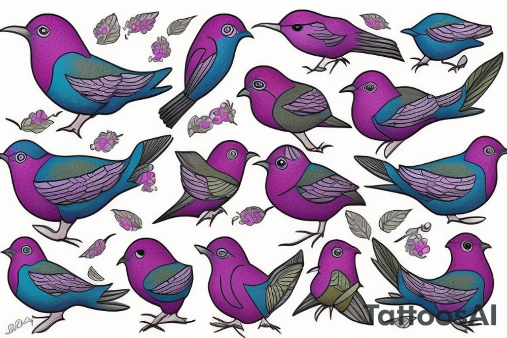 lilac chested roller bird tattoo idea