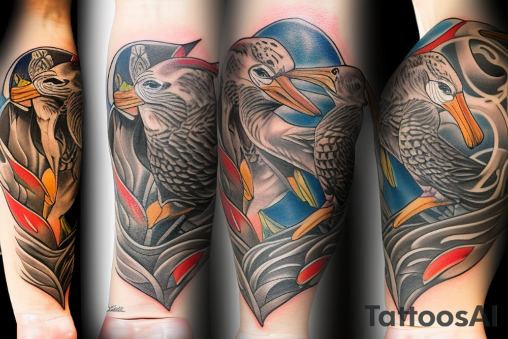 two albatross snuggling up tattoo idea