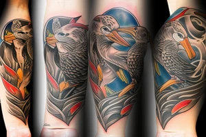 two albatross snuggling up tattoo idea