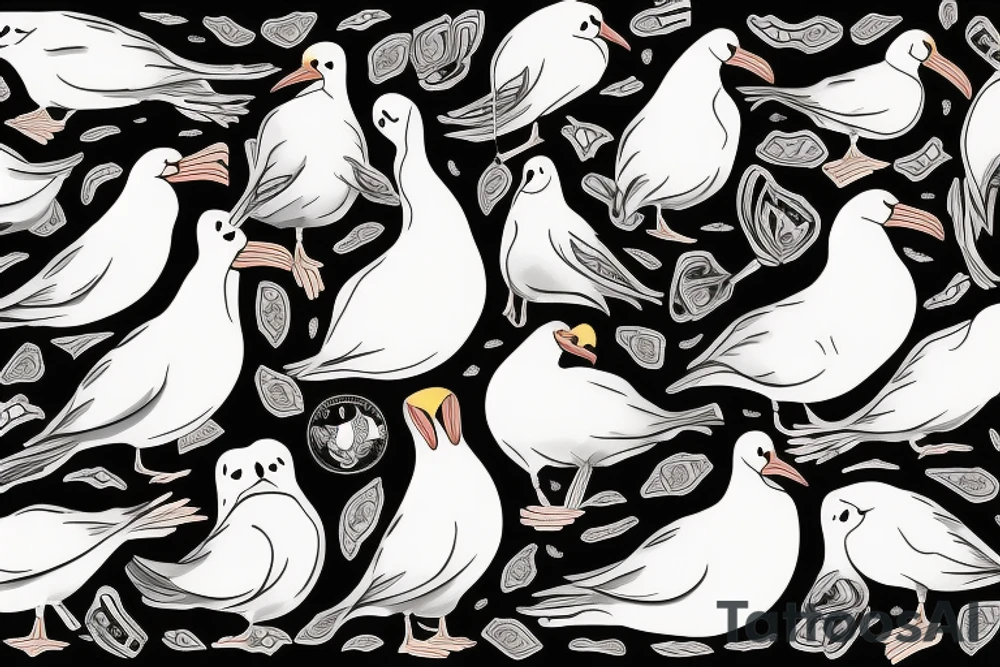 two albatross snuggling up tattoo idea