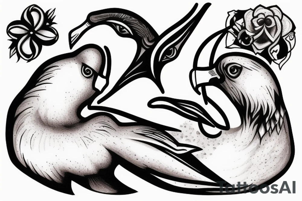 two albatross snuggling up tattoo idea