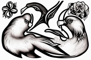 two albatross snuggling up tattoo idea