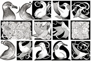 two albatross snuggling up tattoo idea