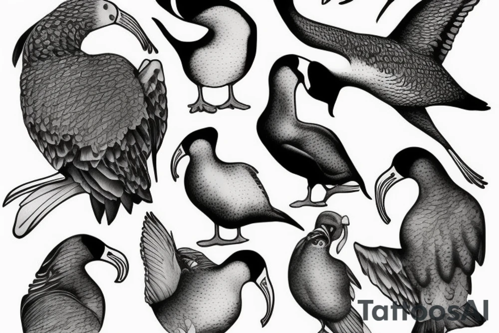 two albatross snuggling up tattoo idea