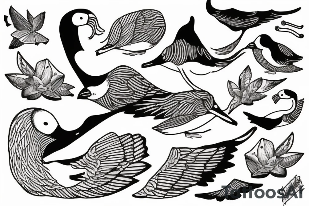 two albatross snuggling up tattoo idea