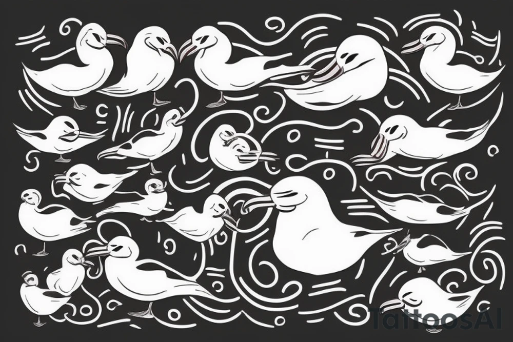 two albatross snuggling up tattoo idea
