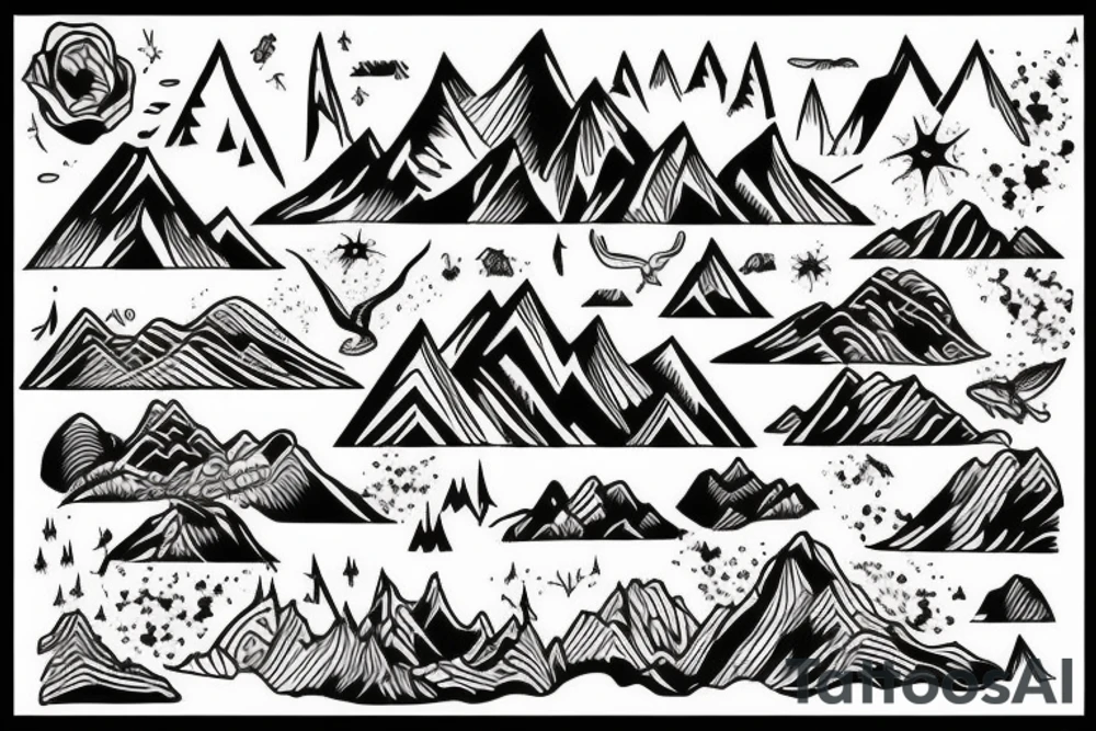 Landscape with mountians tattoo idea