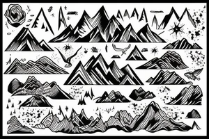 Landscape with mountians tattoo idea
