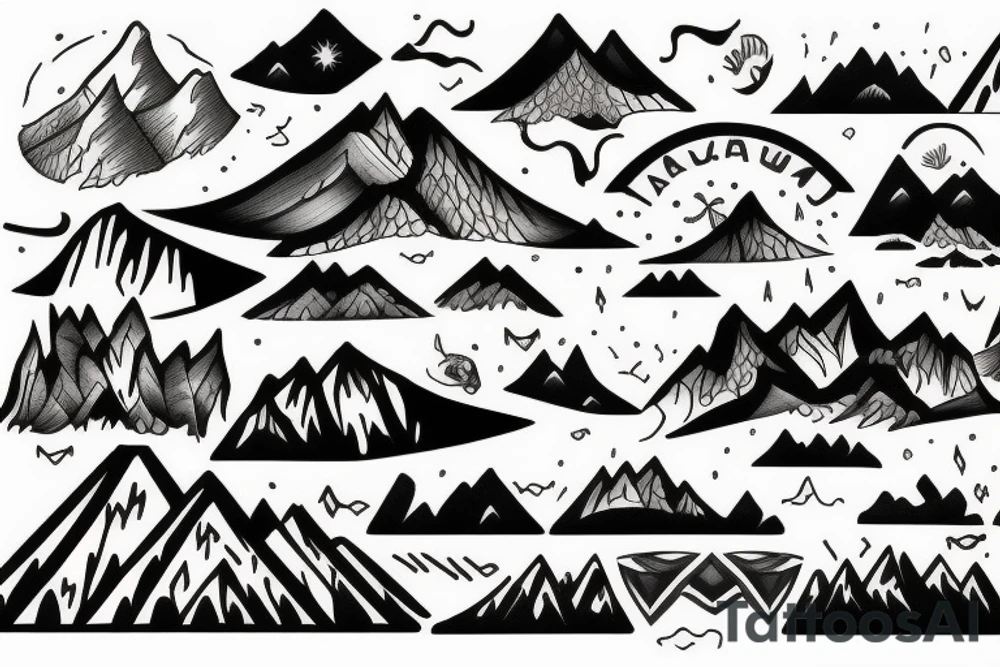 Landscape with mountians tattoo idea