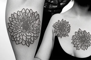 Narcissus and chrysanthemum flower bouquet tattoo idea