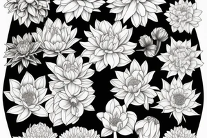 Narcissus and chrysanthemum flower bouquet tattoo idea